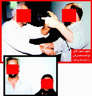 被告の男性、妻を暴行した男の殺害方法を再現（写真上）