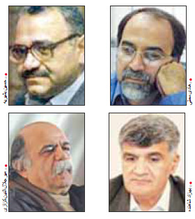 ホセイン・バシーリーイェ（左上）、ハーディー・セマティー（右上）、ミールジャラーロッディーン・キャッザーズィー（左下）、ベフザード・シャーハンデ（右下）