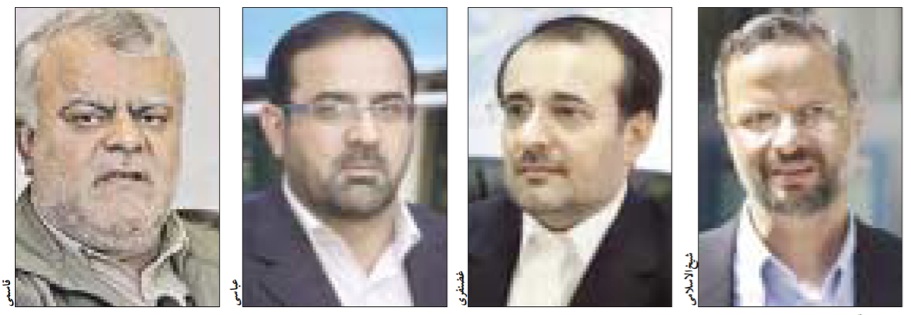 左から順に、ガーセミー石油相候補、アッバースィー・スポーツ相候補、ガザンファリー鉱工業相候補、シェイホルエスラーミー社会福祉相候補