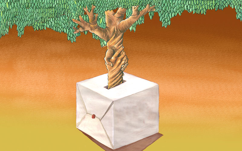 選挙のkarikatur(風刺漫画)　 jame jam onlineより