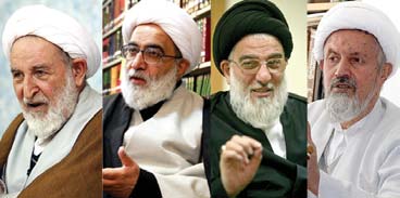 左から順に、モハンマド・ヤズディー、シャブゼンデダール、ハーシェミー＝シャーフルーディー、モオメン