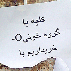 「血液型O型の腎臓、買います」と書かれたチラシ
