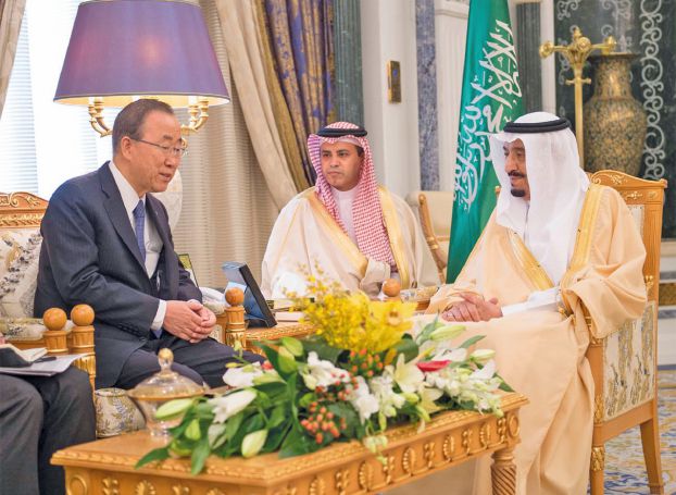国連事務総長と会談するサルマーン国王