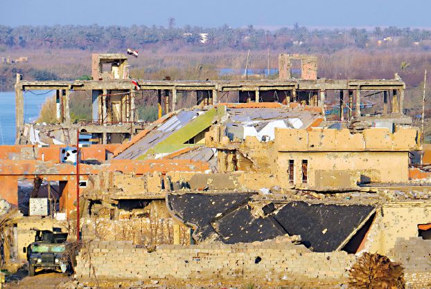 アンバール東で昨日政府軍が制圧した建物（AFP）