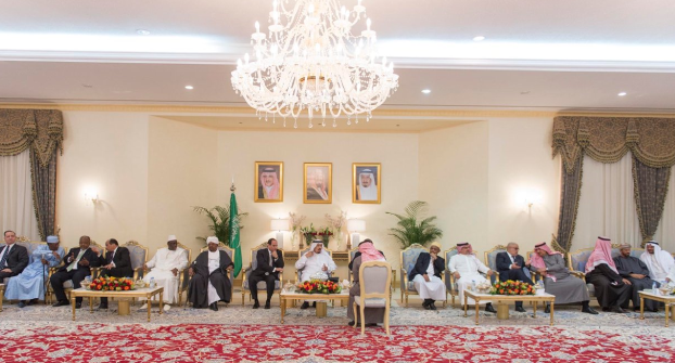 「北の雷」合同演習終了に際し、各国首脳を迎えるサウジ国王（SPA）