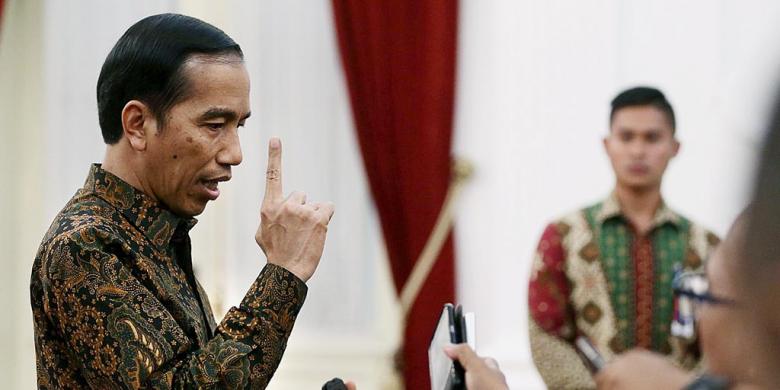 去る12月、大統領官邸で、大統領の名を不正に利用したフリーポート社の株式購入の動きについて質問に、怒りをあらわに答えるジョコ大統領