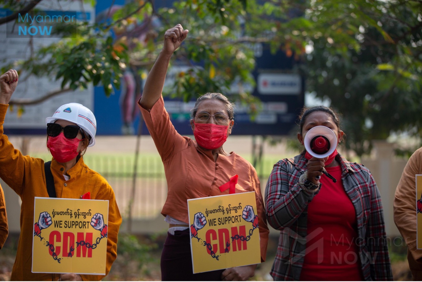 マンダレー市民のボイコット活動でのドー・ウィンミャミャ、2021年2月18日 (写真 – ミャンマーナウ)
